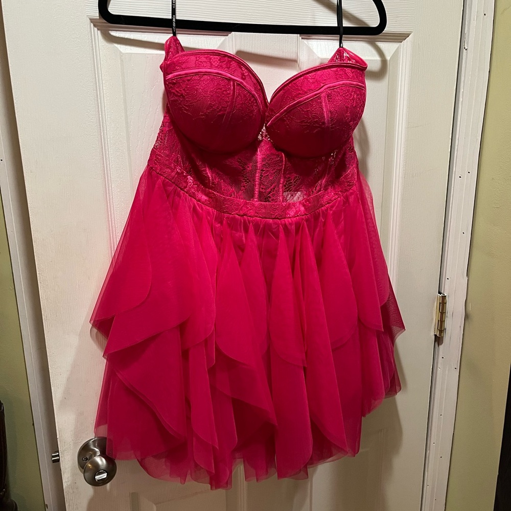 Forever 21 plus size lace bustier hot pink mini dress. Sz 1X. NWT - Picture 8 of 8